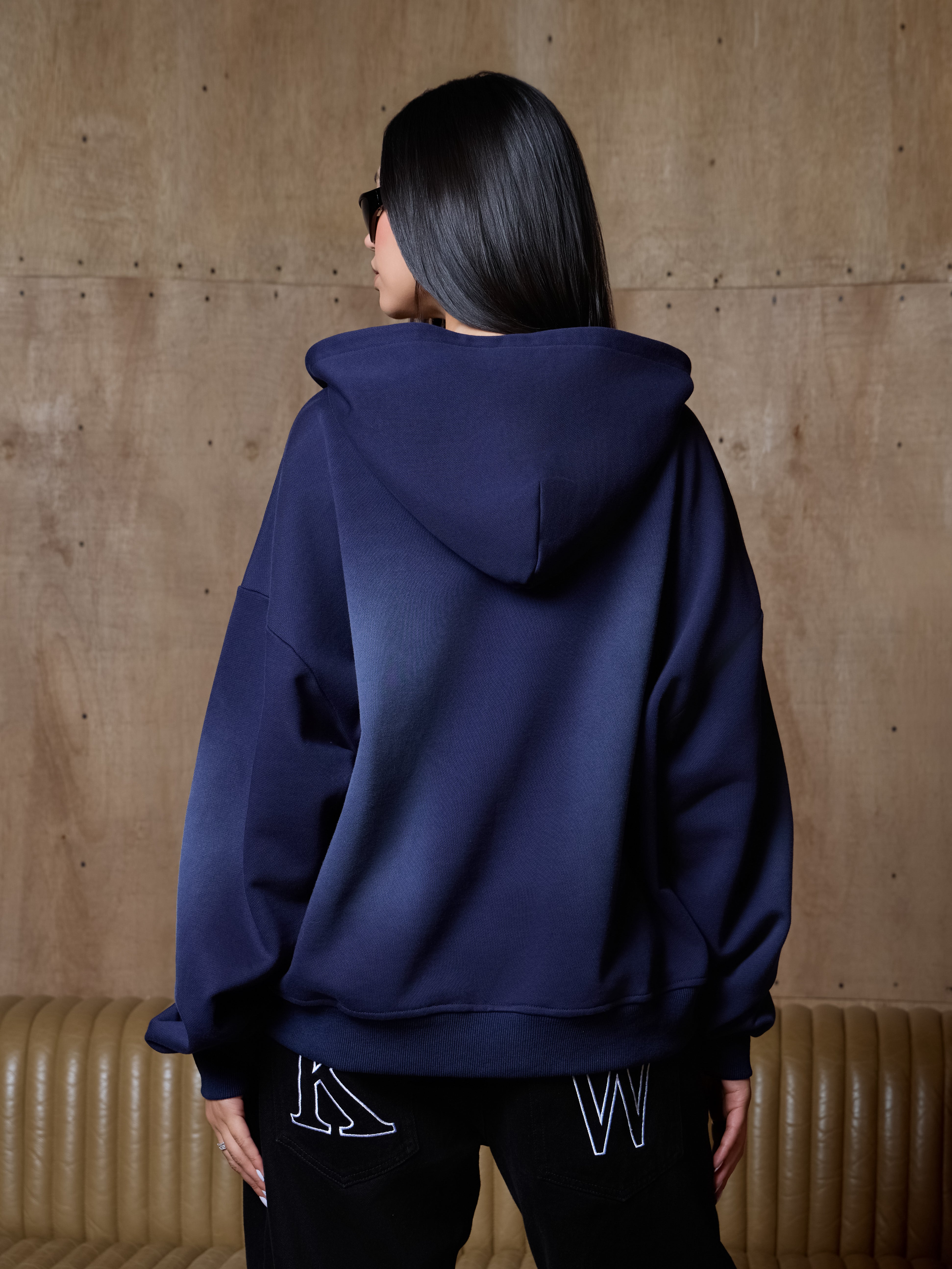 STARS ZIPPER HOODIE - WASHED NAVY KID FROM THE WEST