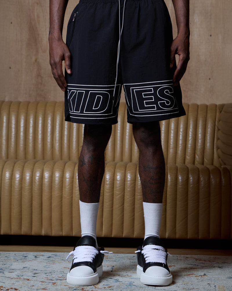 KW Logo Shorts - Black KID FROM THE WEST