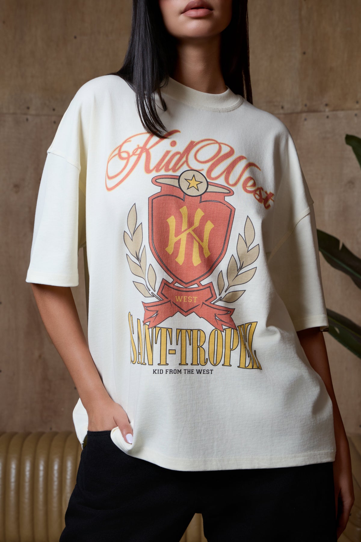 SAINT TROPEZ T-SHIRT - IVORY WHITE KID FROM THE WEST