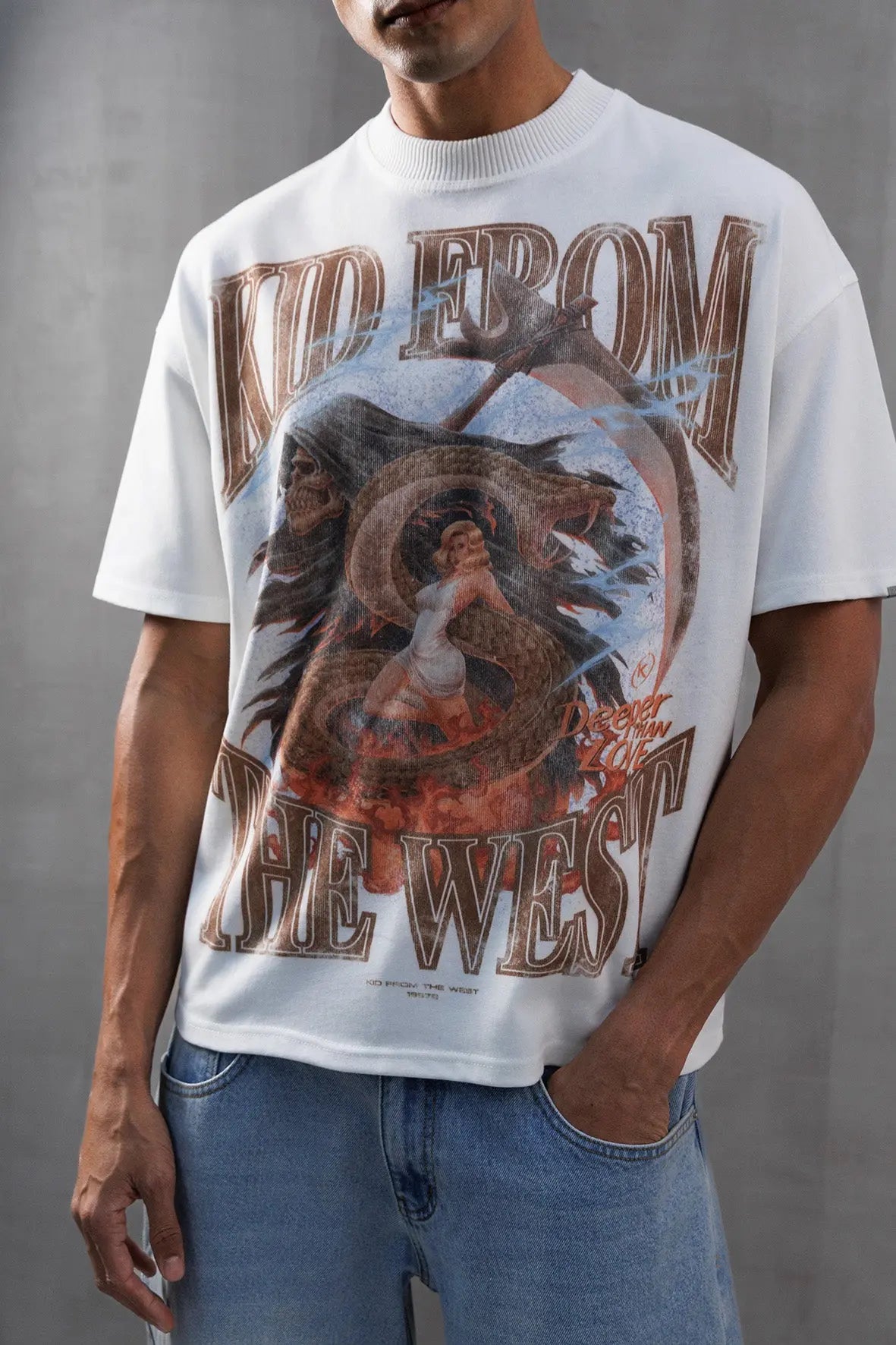 DEEPER THAN LOVE T-SHIRT - IVORY WHITE KID FROM THE WEST