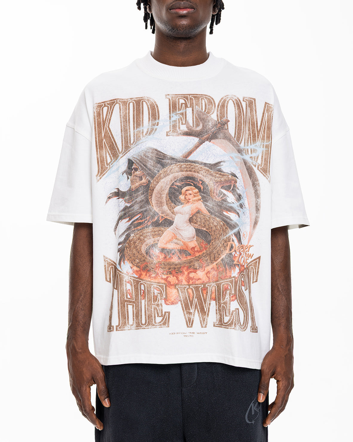 DEEPER THAN LOVE TEE - IVORY WHITE KID FROM THE WEST
