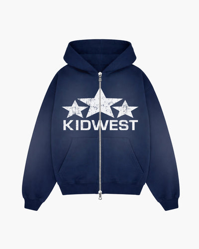 KIDWEST Weststars Zipper Hoodie in Sun Faded Navy – image 1 of 12