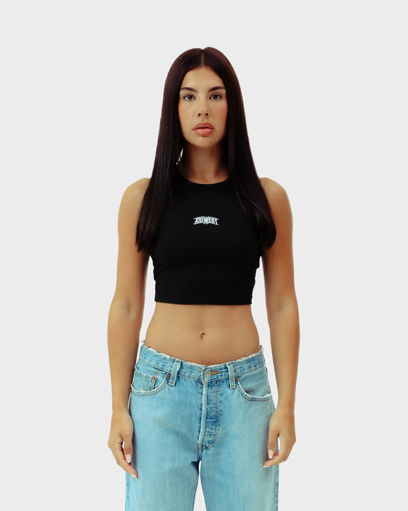 LOGO RIBBED RACER VEST - BLACK KID FROM THE WEST