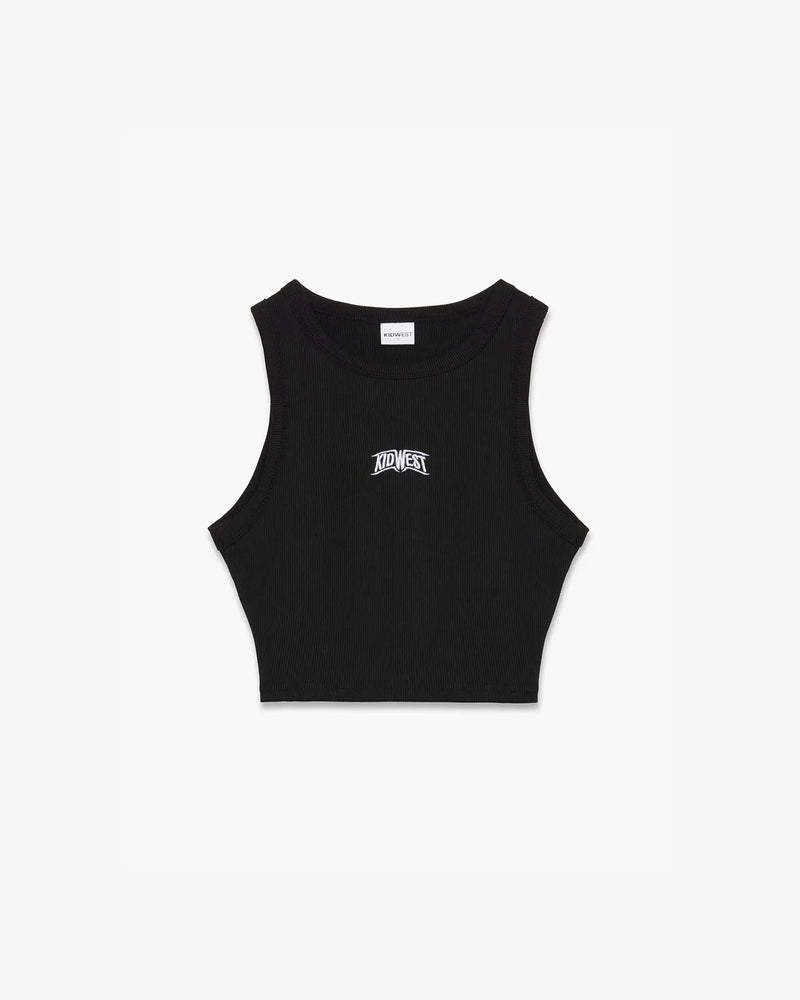 WOMENS RIBBED RACER VEST TOP - BLACK - KIDWESTClothing