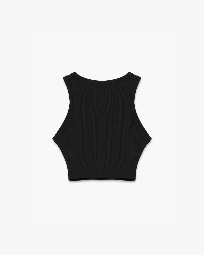 WOMENS RIBBED RACER VEST TOP - BLACK - KIDWESTClothing