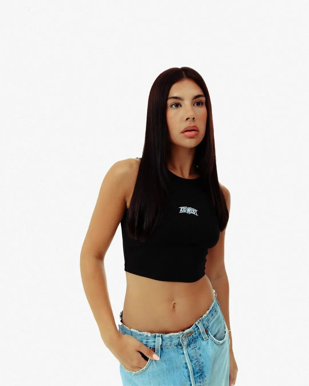 RIBBED RACER VEST TOP - BLACK - KIDWESTClothing