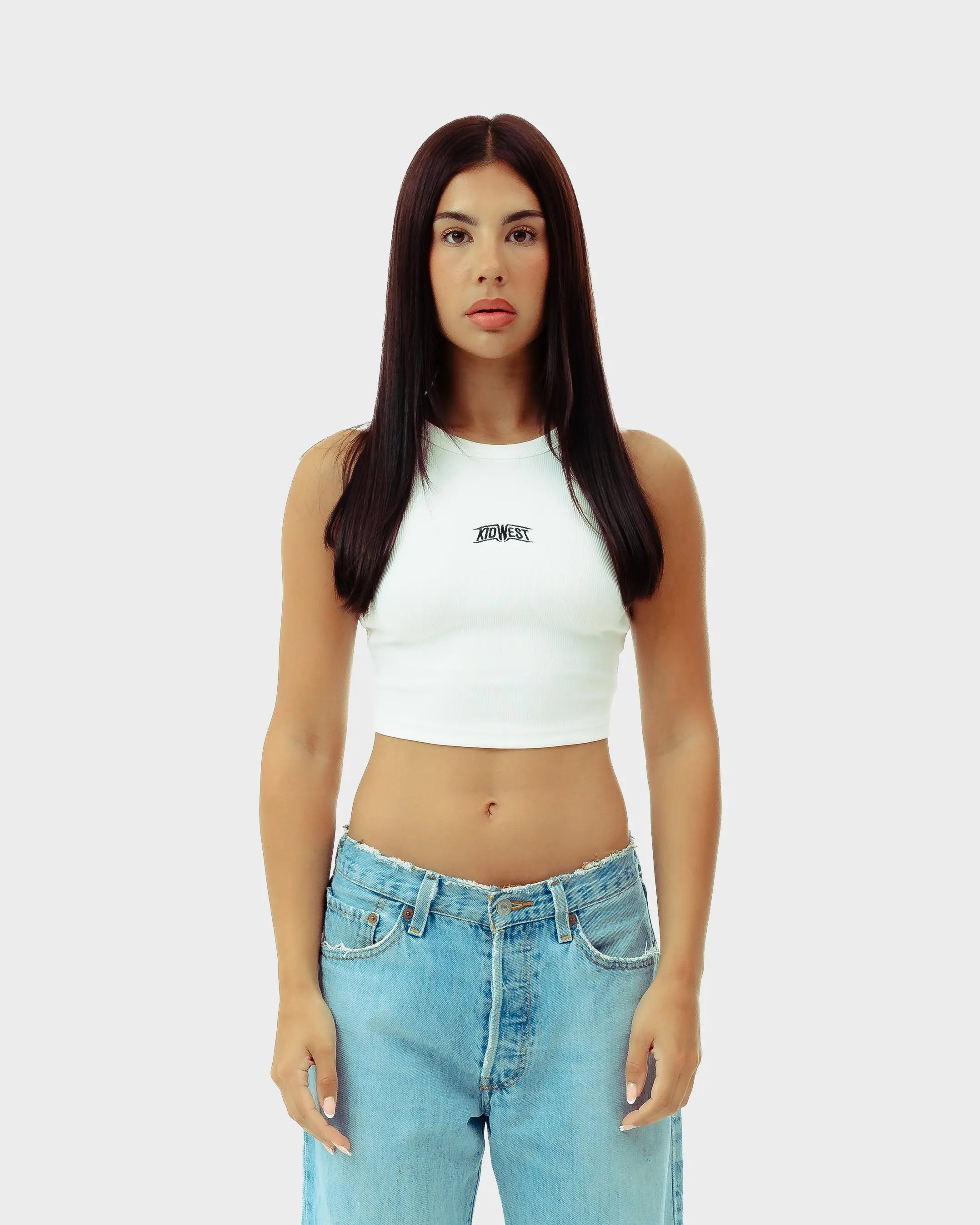 LOGO RIBBED RACER VEST - WHITE KID FROM THE WEST