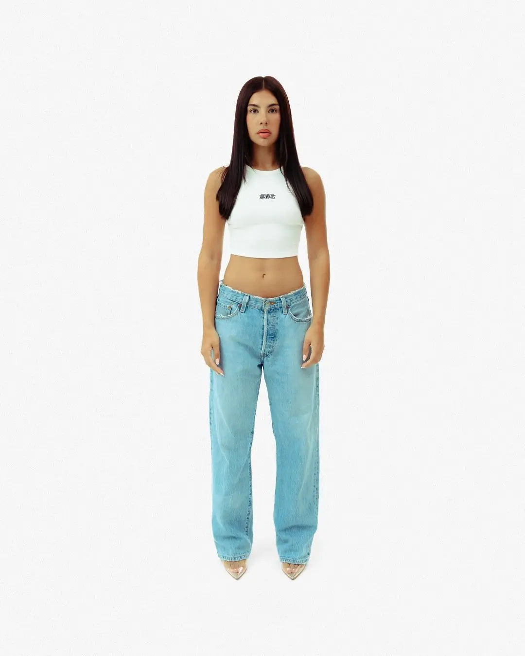 WOMENS RIBBED RACER VEST TOP - WHITE - KIDWESTClothing