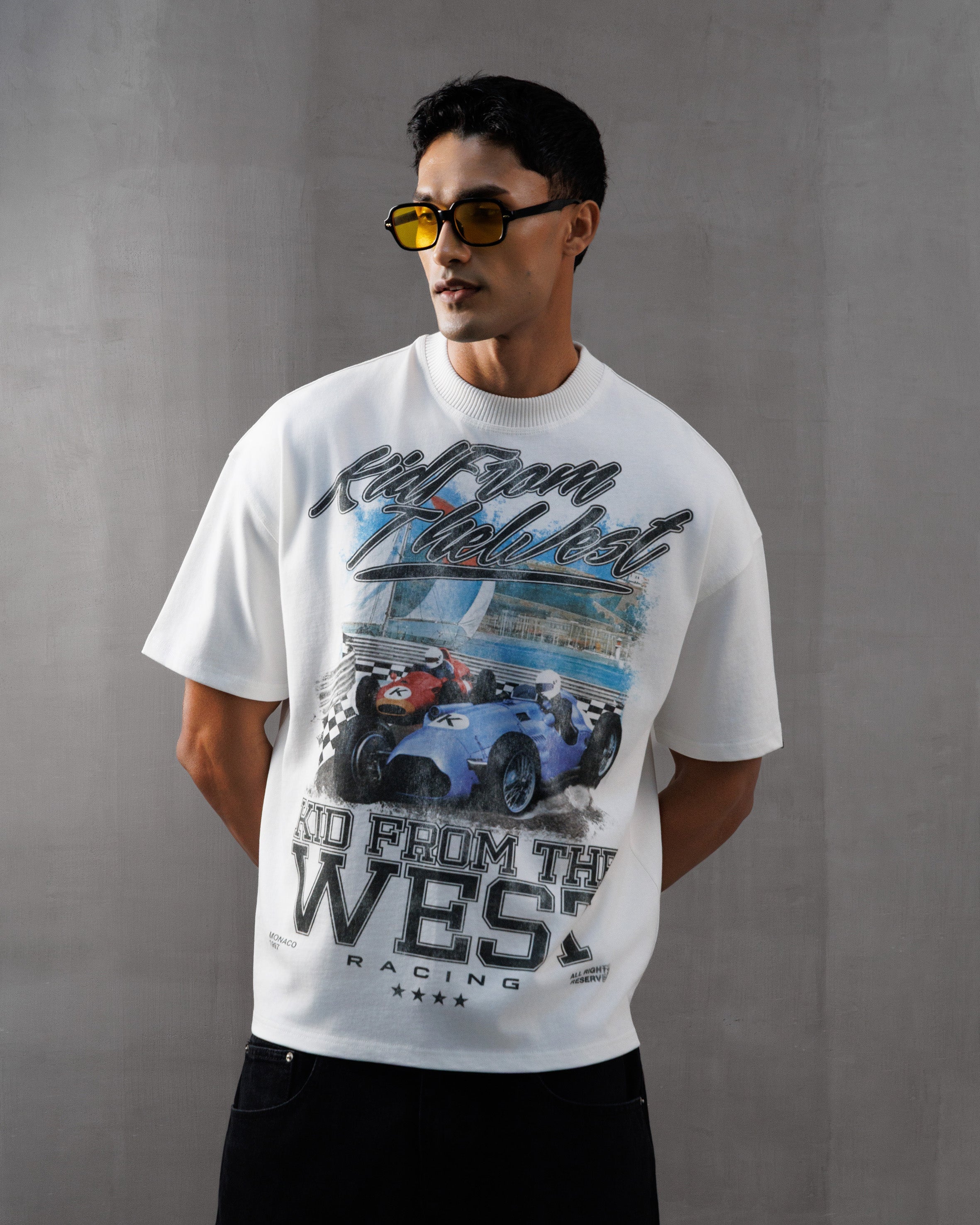 MONACO SPEEDWAY T-SHIRT - IVORY WHITE KID FROM THE WEST