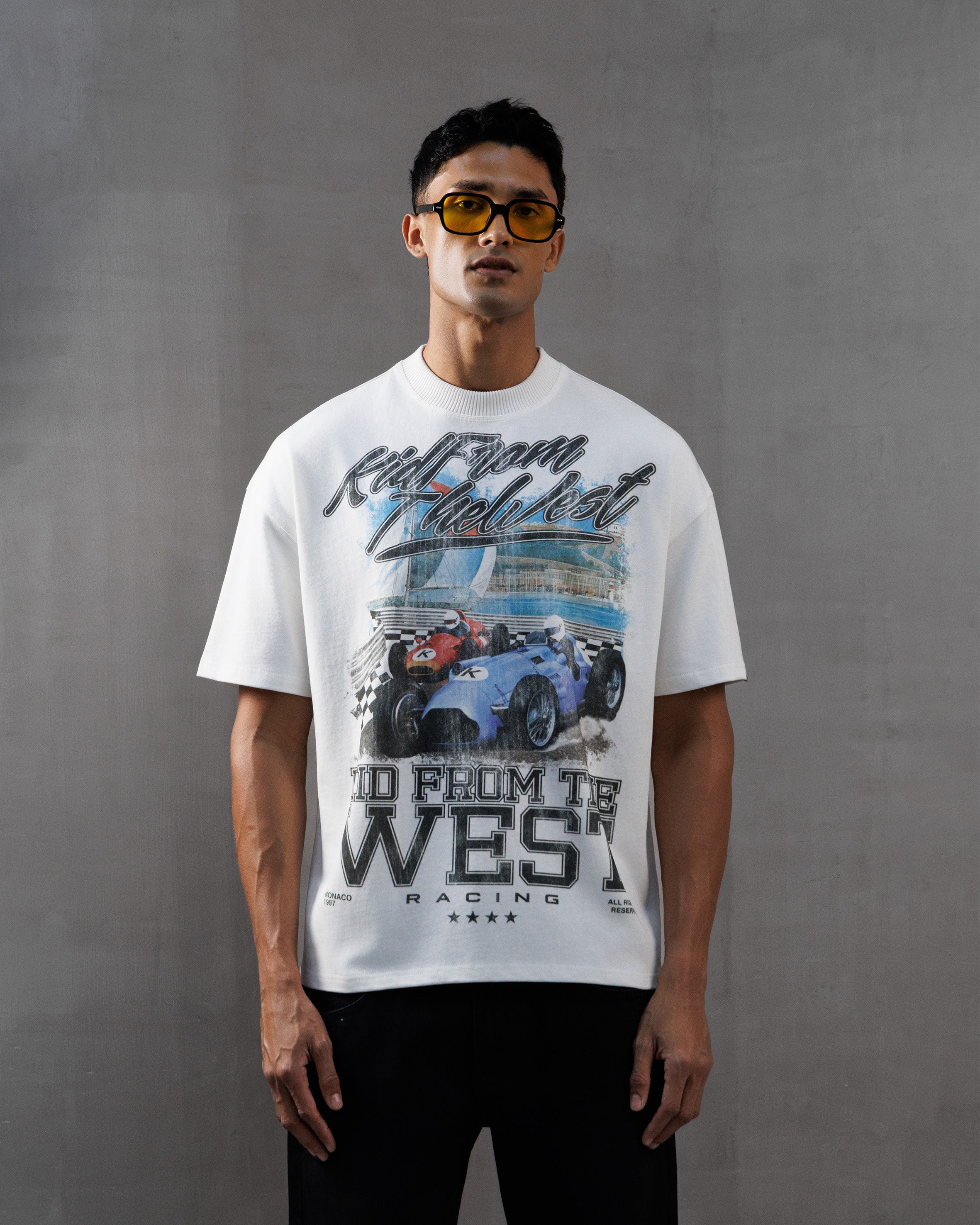 MONACO SPEEDWAY T-SHIRT - IVORY WHITE KID FROM THE WEST