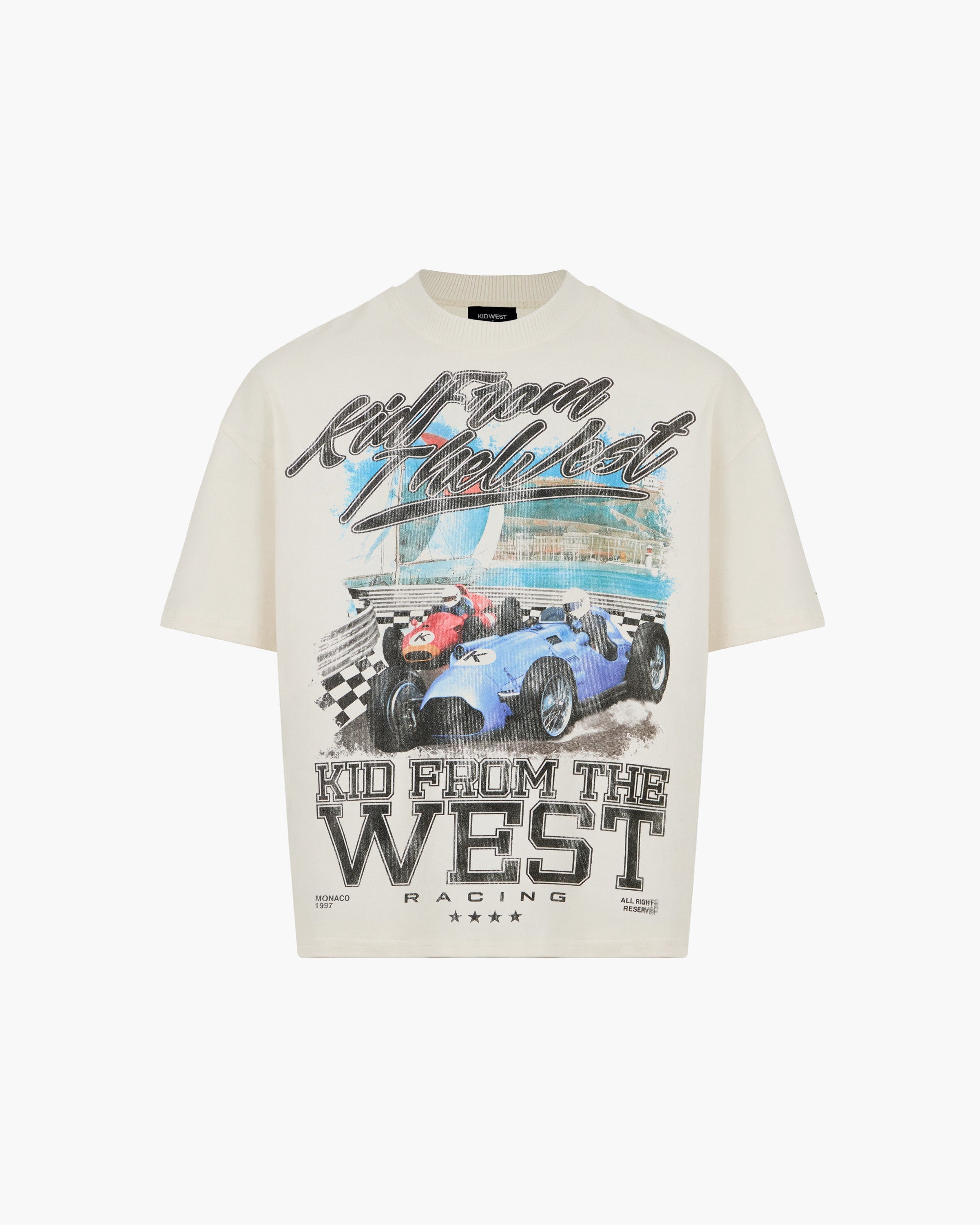 MONACO SPEEDWAY T-SHIRT - IVORY WHITE KID FROM THE WEST