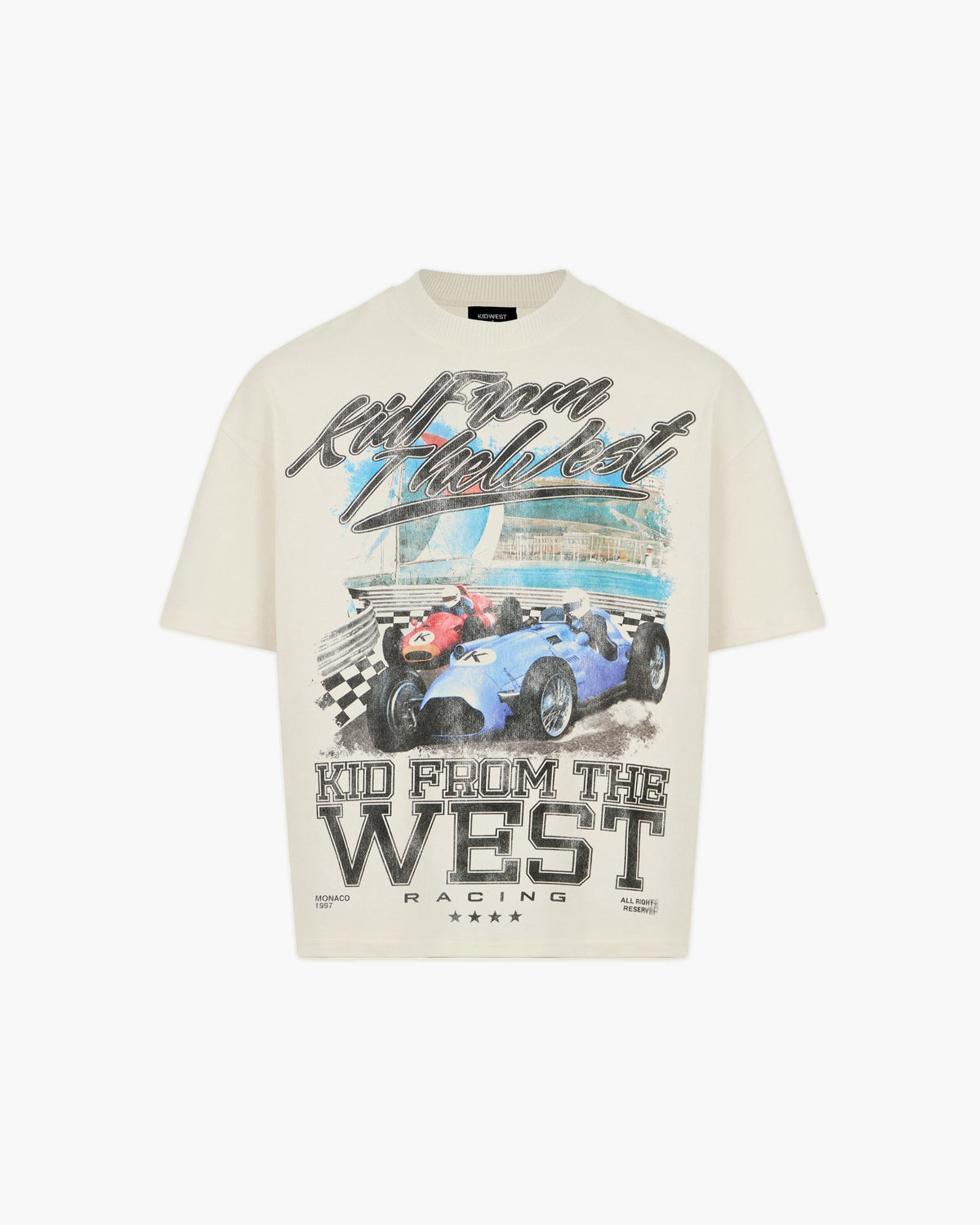 MONACO SPEEDWAY T-SHIRT - VINTAGE WHITE KID FROM THE WEST