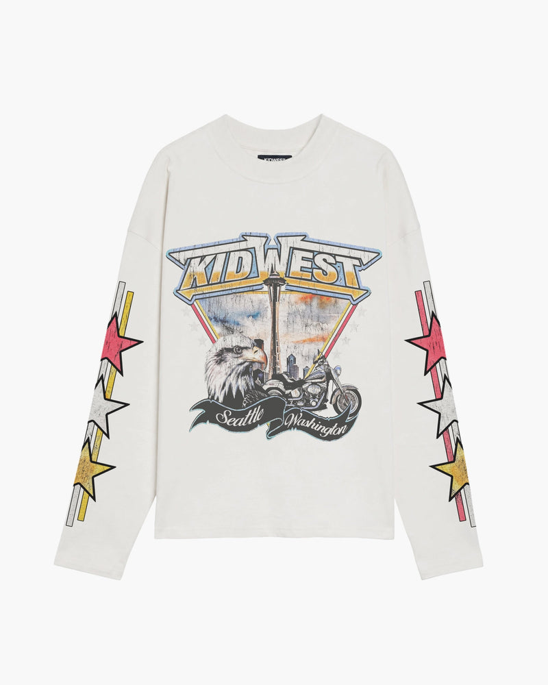 SEATTLE LONGSLEEVE T-SHIRT - WHITE KID FROM THE WEST