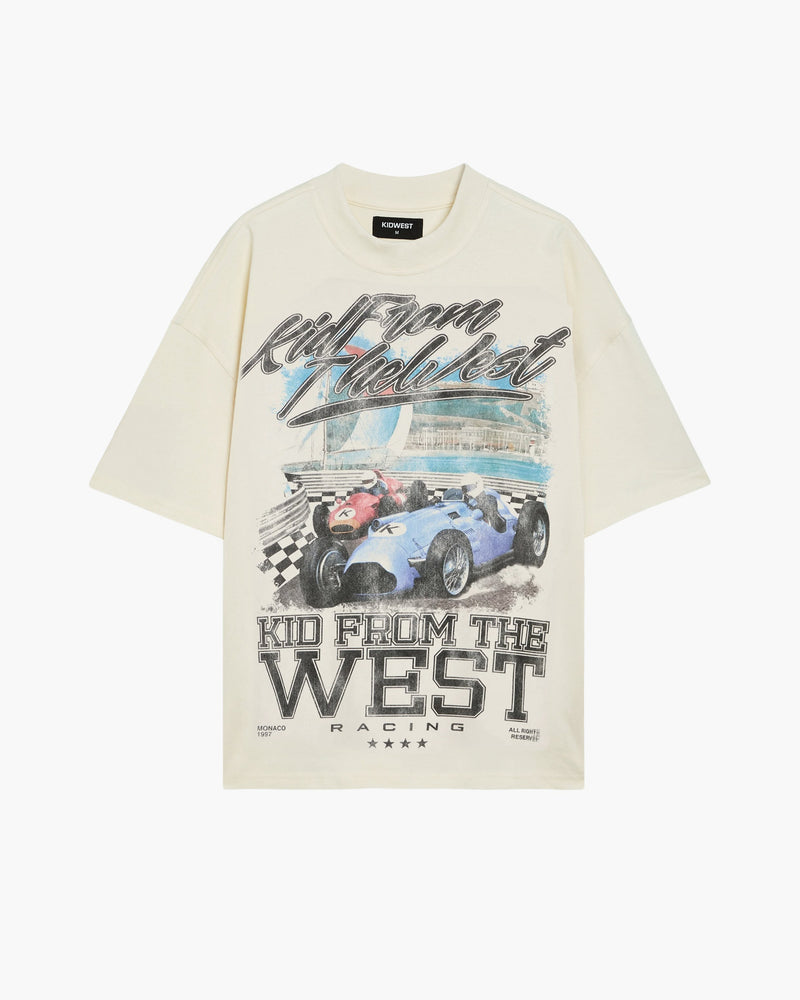MONACO SPEEDWAY T-SHIRT - VINTAGE WHITE KID FROM THE WEST