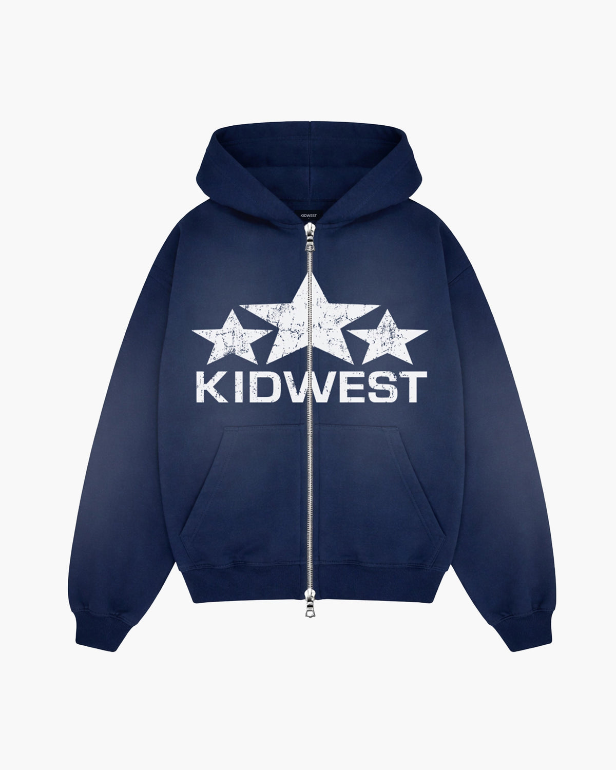 STARS ZIPPER HOODIE - WASHED NAVY KID FROM THE WEST
