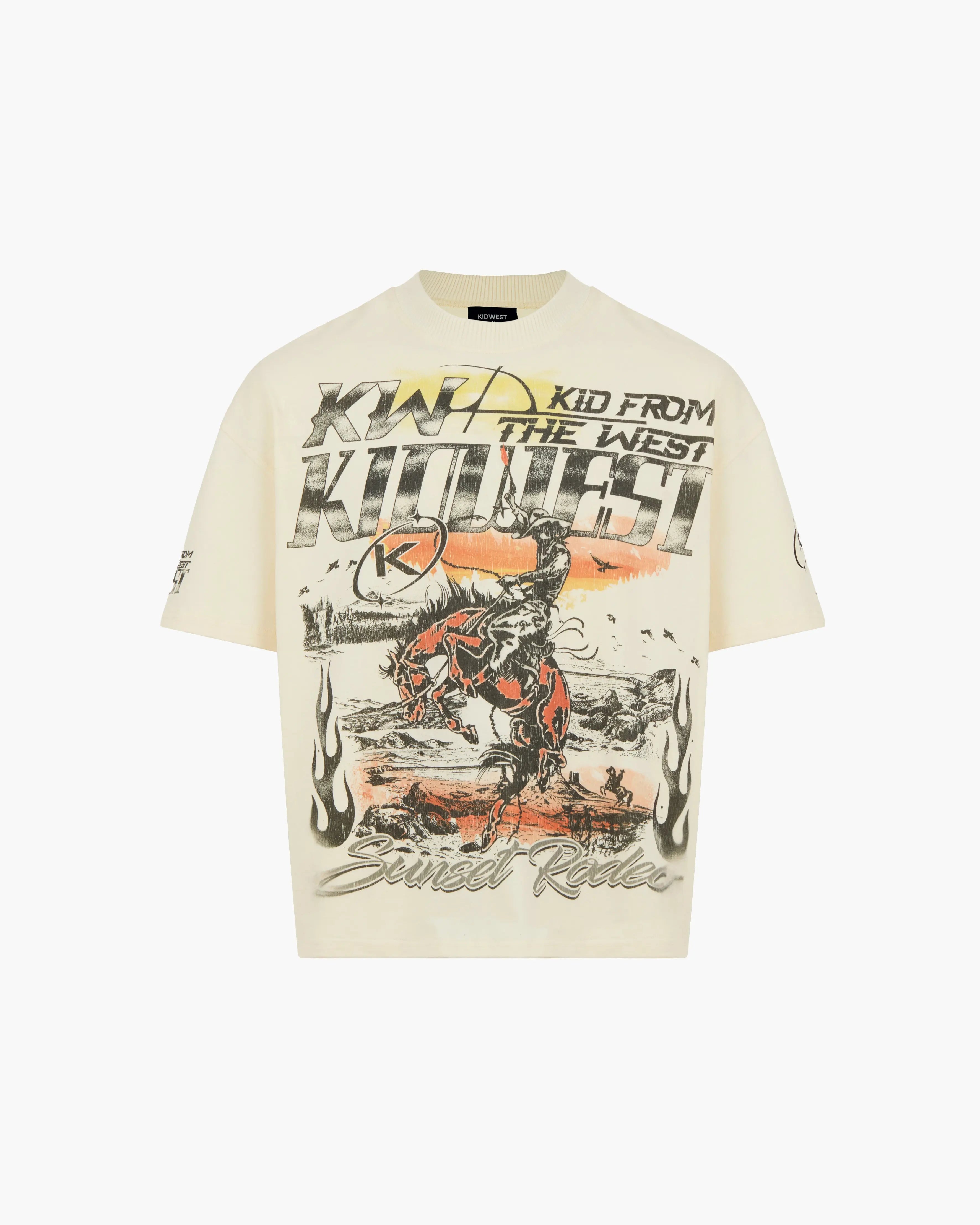 SUNSET RODEO T-SHIRT - VINTAGE WHITE KID FROM THE WEST