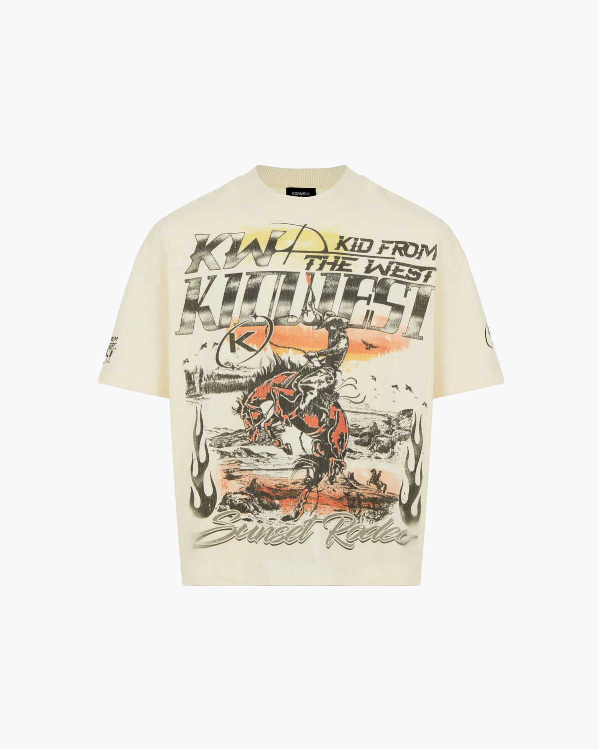 SUNSET RODEO T-SHIRT - VINTAGE WHITE KID FROM THE WEST
