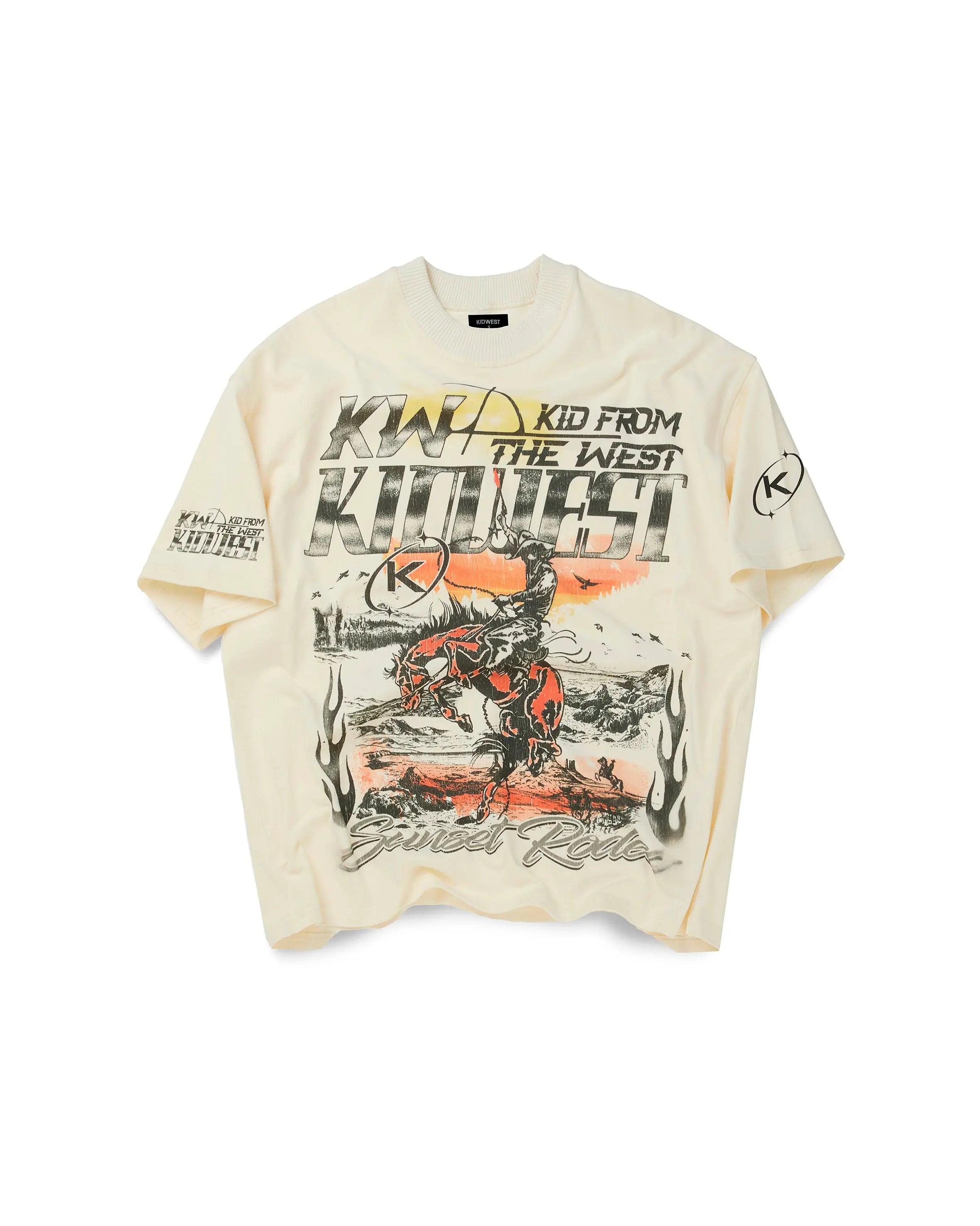 SUNSET RODEO T-SHIRT - VINTAGE WHITE KID FROM THE WEST