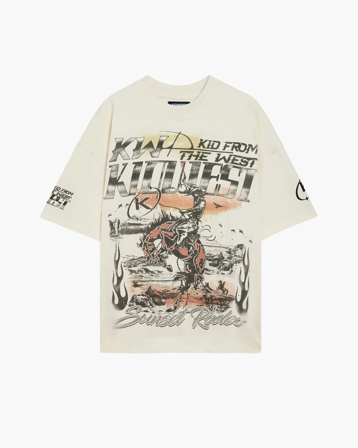 SUNSET RODEO T-SHIRT - VINTAGE WHITE KID FROM THE WEST