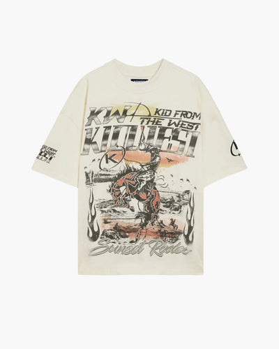 SUNSET RODEO T-SHIRT - VINTAGE WHITE KID FROM THE WEST