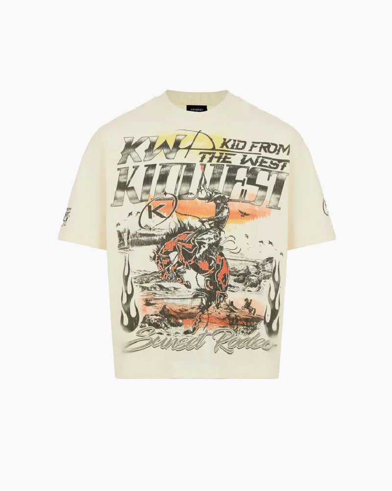 SUNSET RODEO TEE - VINTAGE WHITE KID FROM THE WEST