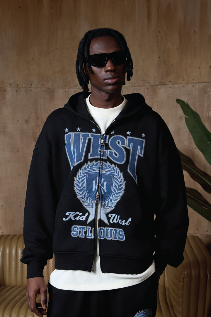 ST. LOUIS ZIPPER HOODIE - BLACK KID FROM THE WEST