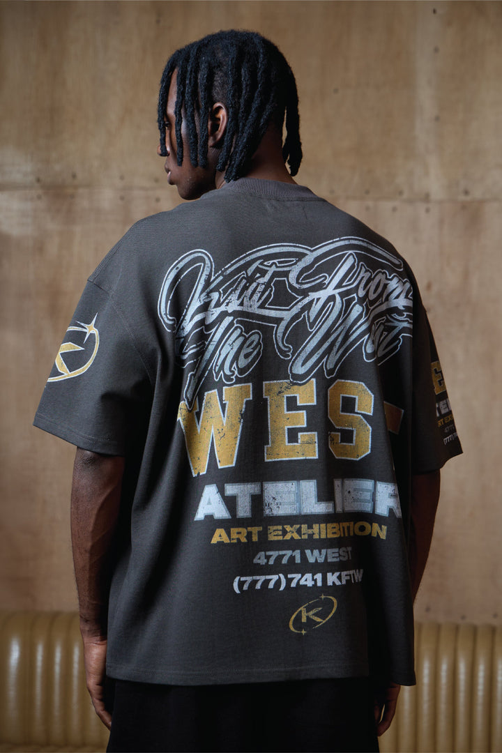 WEST EXHIBITION T-SHIRT - ACID WASH BLACK KID FROM THE WEST