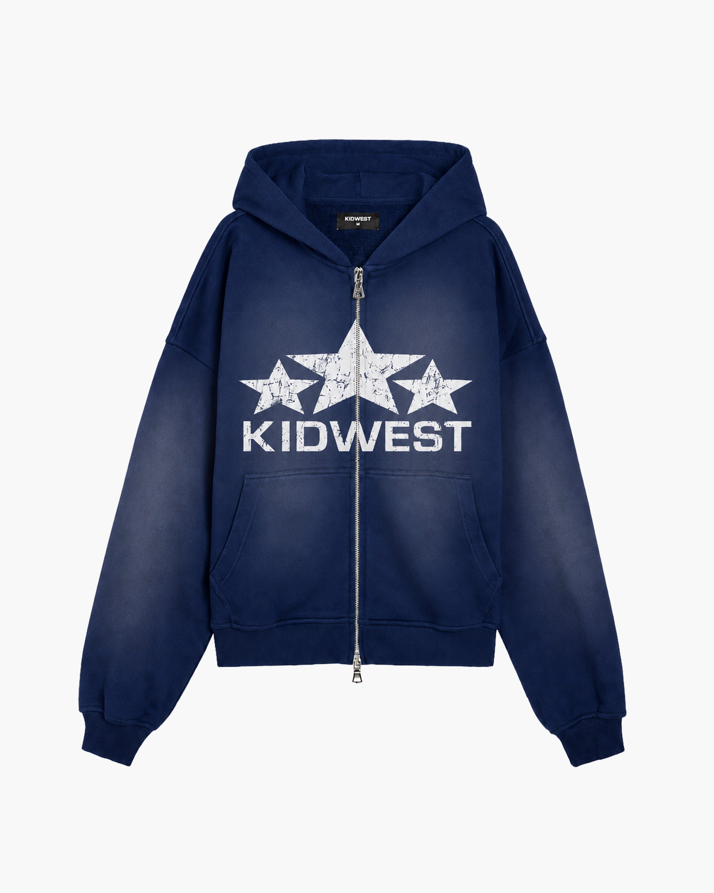 STARS ZIPPER HOODIE - WASHED NAVY KID FROM THE WEST